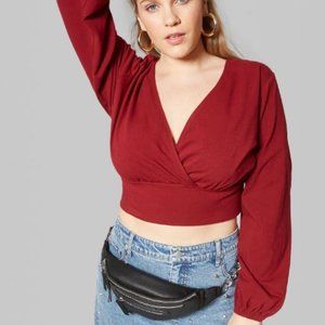 Cropped Long Sleeve Wrap Top -79-121